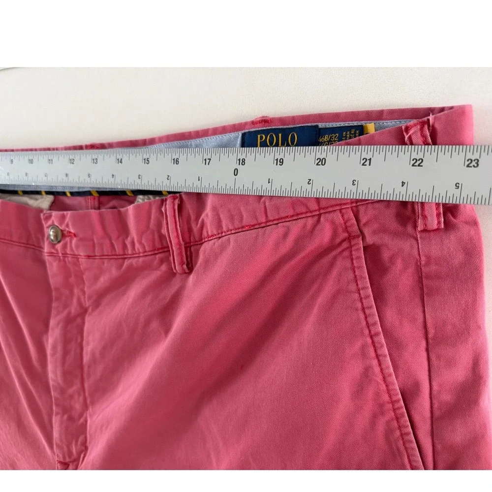 Polo Ralph Lauren Mens Pink Stretch Classic Fit Chino Pants 46x32 Trousers
